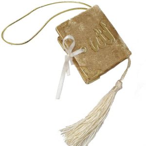 Kadife Kaplı Gold Mini Kuran - Allah Lafızlı